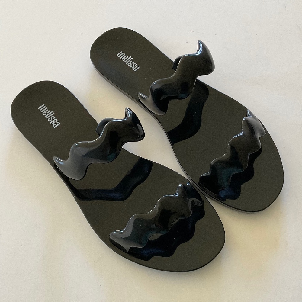 MELISSA Wind Sandals Black PVC Vegan Size 8 NEW - Picture 2 of 6
